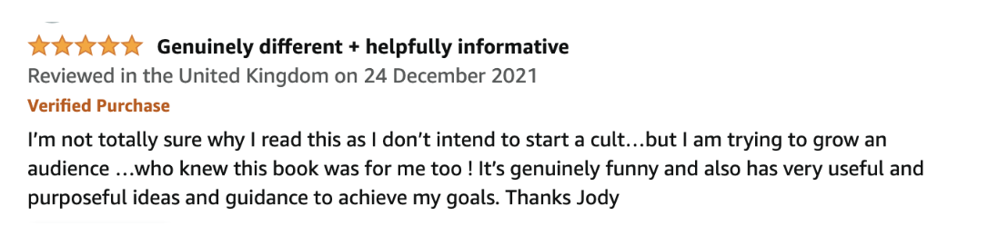 Amazon review — How To Start A Cult